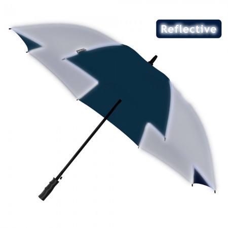 Falcone - Reflecterende paraplu - Automaat - Windproof - 120 cm - Marine blauw / Zilver