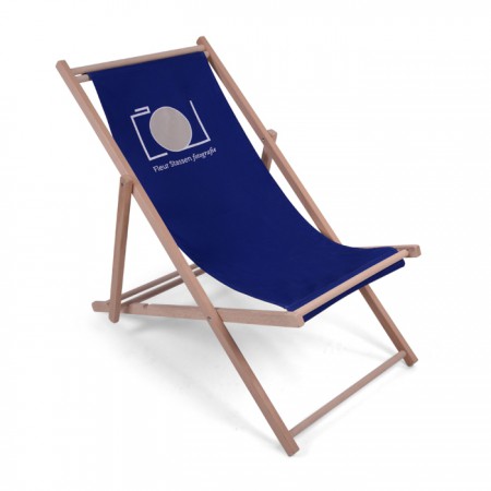 Strandstoel met blauw katoenen doek