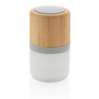 Draadloze bamboe 3W speaker met sfeerlicht laten bedrukken