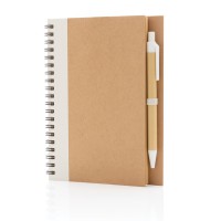 Kraft spiraal notitieboekje met pen laten bedrukken