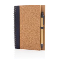 Kurk spiraal notitieboek met pen laten bedrukken